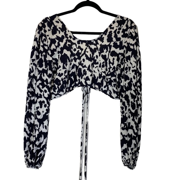 Maaji Spot Butterfly Grace Medium  crop short top coverup black white New w Tags - Picture 3 of 7